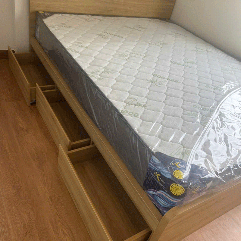 Giường 2 đầu bo góc (3 hộc kéo) THT-GN6703