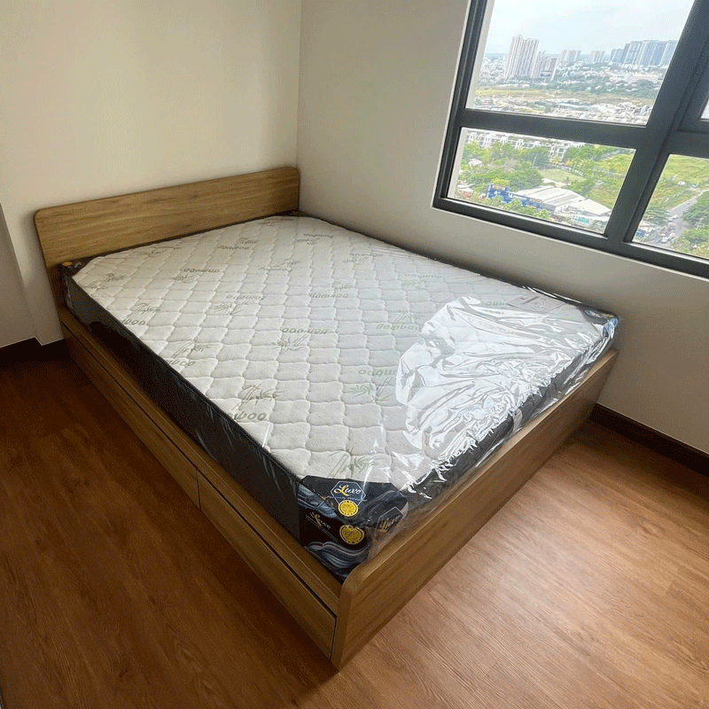 Giường 2 đầu bo góc (3 hộc kéo) THT-GN6703
