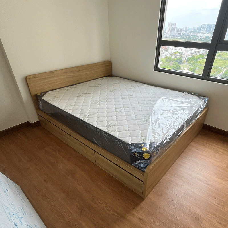 Giường 2 đầu bo góc (3 hộc kéo) THT-GN6703
