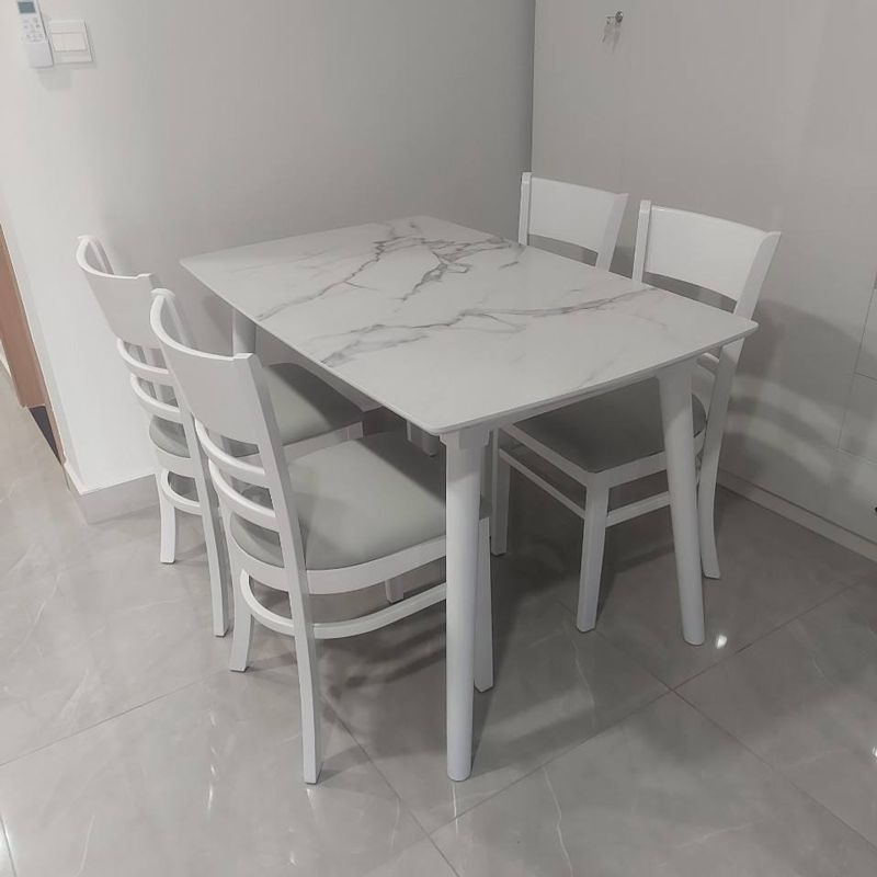 Bộ bàn ăn mặt giả vân đá + 4 ghế Cabin