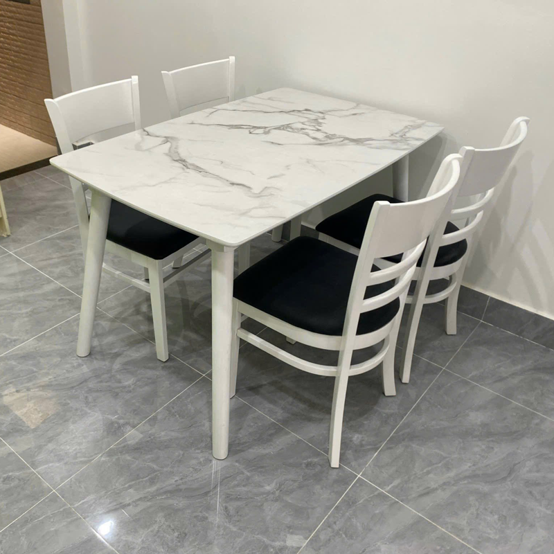 Bộ bàn ăn mặt giả vân đá + 4 ghế Cabin