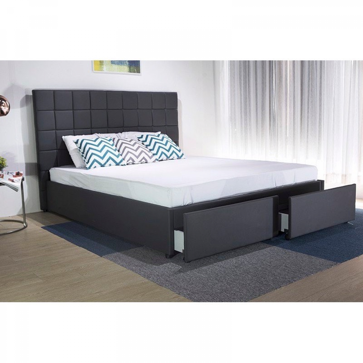 Giường ngủ bọc nhung 2 hộc kéo TM-G21101