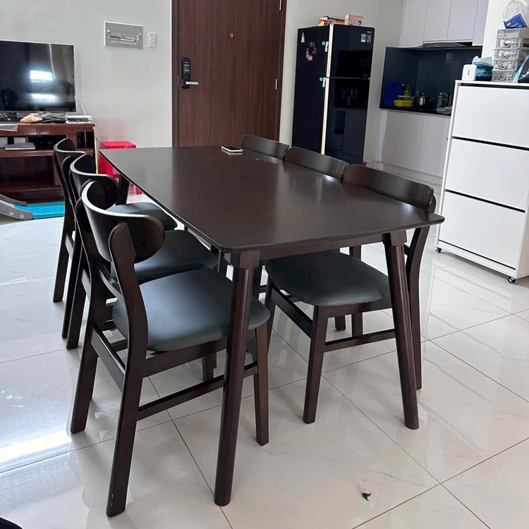 Bộ bàn ăn Mango 1m6 + 6 ghế