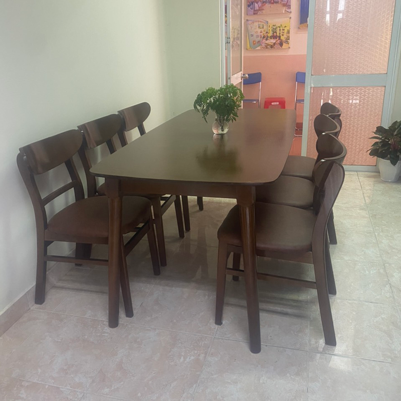 Bộ bàn ăn Mango 1m6 + 6 ghế
