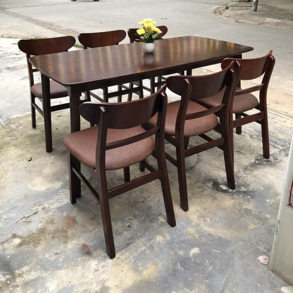 Bộ bàn ăn Mango 1m6 + 6 ghế