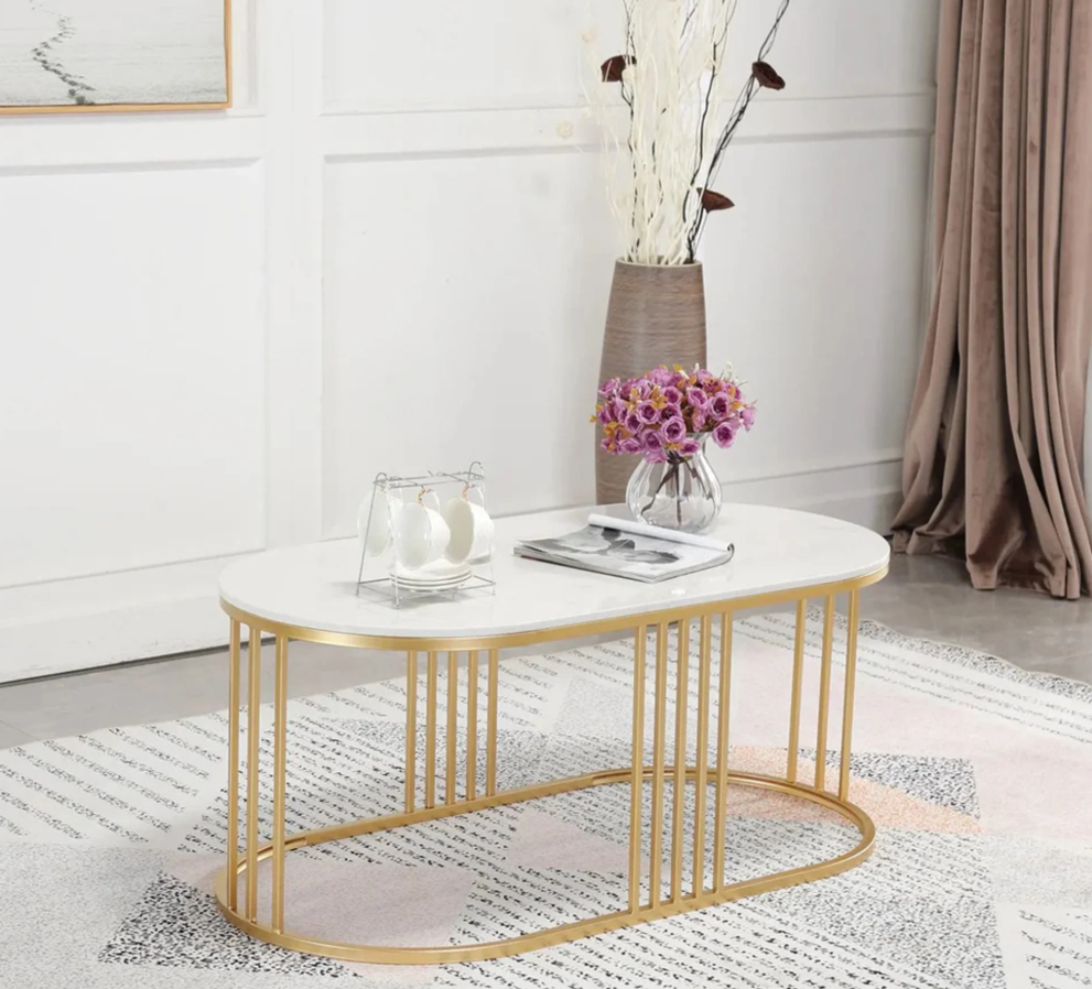 Bàn Sofa hình Oval mặt đá