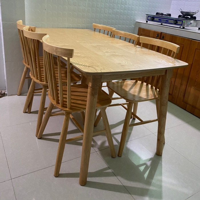 Bộ bàn ăn Song Tiện 1m6 + 6 ghế