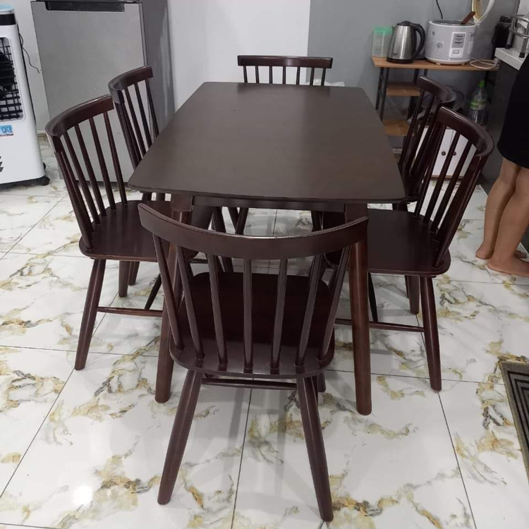 Bộ bàn ăn Song Tiện 1m6 + 6 ghế