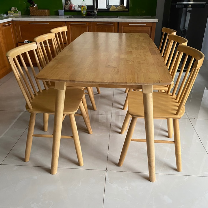 Bộ bàn ăn Song Tiện 1m6 + 6 ghế