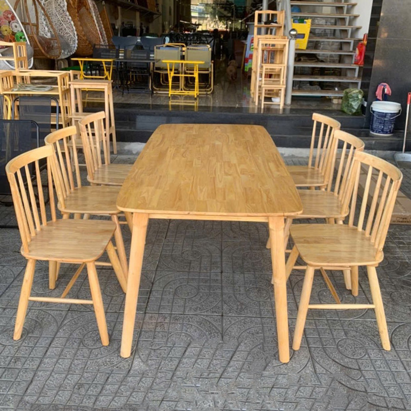 Bộ bàn ăn Song Tiện 1m6 + 6 ghế