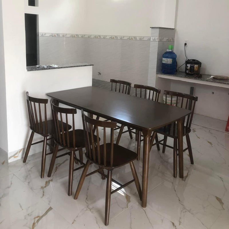 Bộ bàn ăn Song Tiện 1m6 + 6 ghế