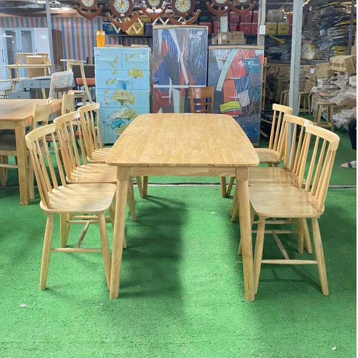 Bộ bàn ăn Song Tiện 1m6 + 6 ghế