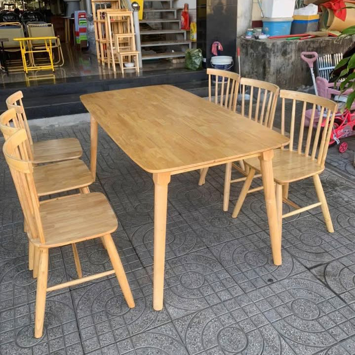 Bộ bàn ăn Song Tiện 1m6 + 6 ghế