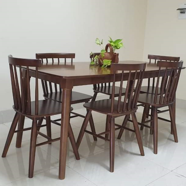 Bộ bàn ăn Song Tiện 1m6 + 6 ghế