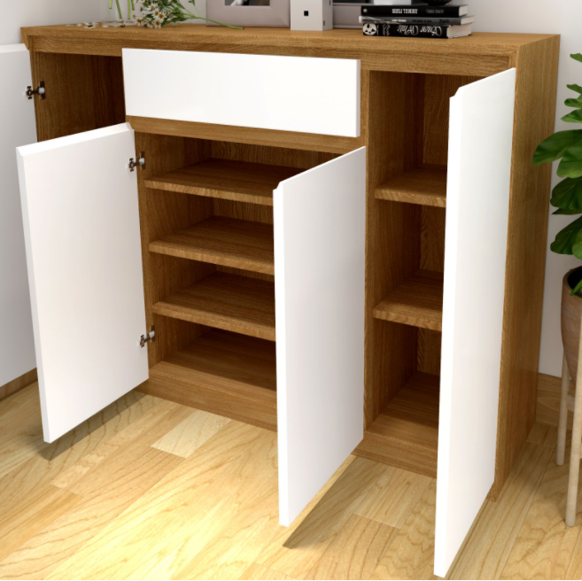 Tủ giày gỗ 4 cánh có hộc kéo TM-TG203001