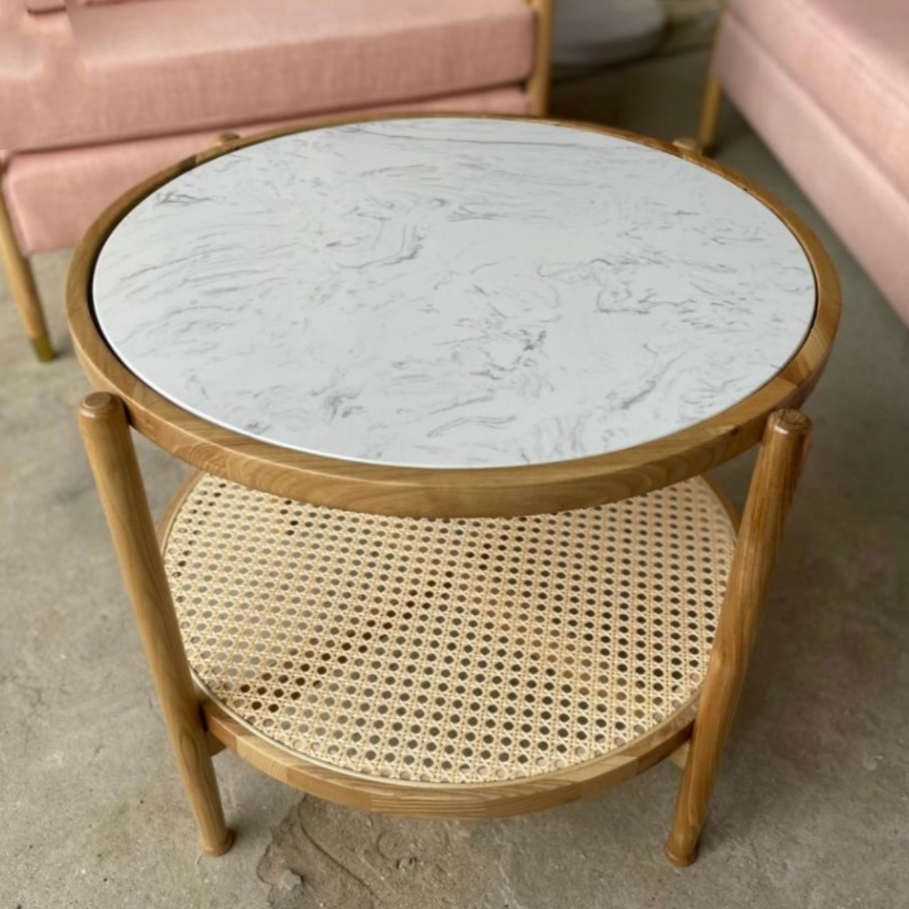 Bàn trà Đan Mây 2 tầng mặt đá