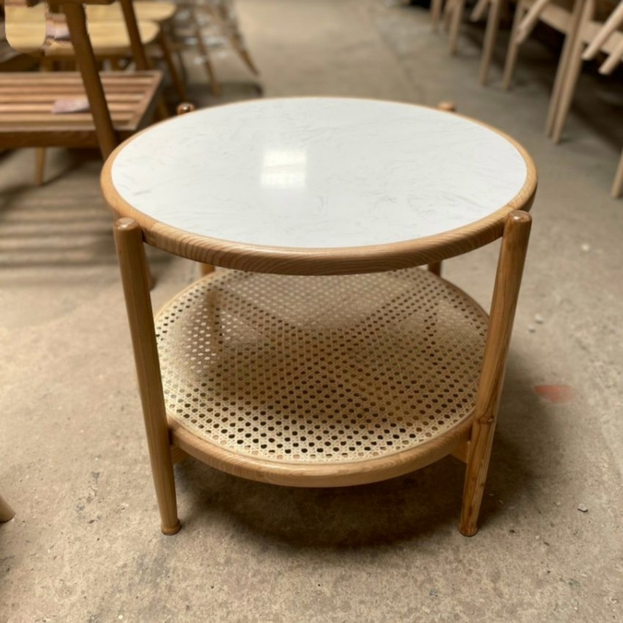 Bàn trà Đan Mây 2 tầng mặt đá