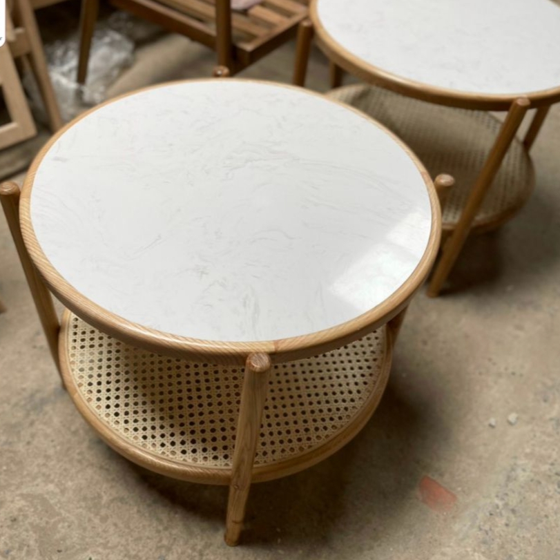 Bàn trà Đan Mây 2 tầng mặt đá