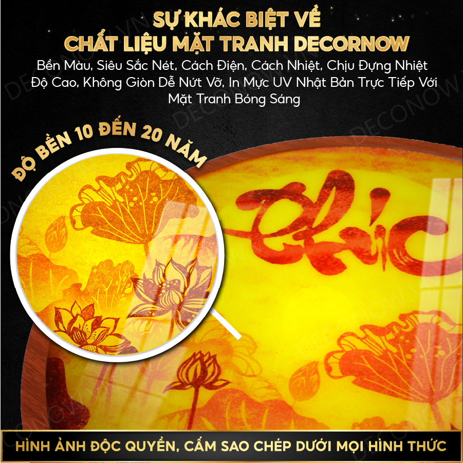 CHẤT LIỆU MẶT TRANH ĐÈN HÀO QUANG TRÒN IN TRANH TRÚC CHỈ