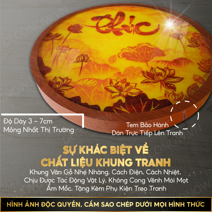 CHẤT LIỆU KHUNG ĐÈN HÀO QUANG TRÒN IN TRANH TRÚC CHỈ