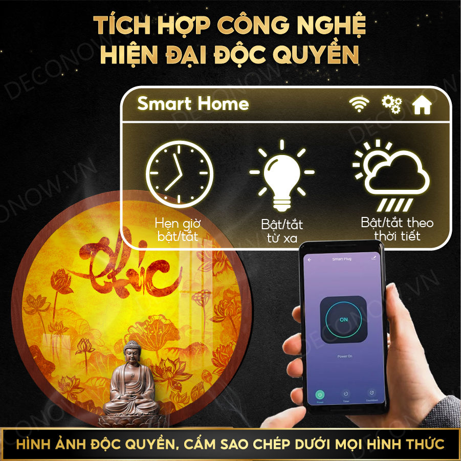 TIỆN ÍCH CÔNG NGHỆ ĐÈN HÀO QUANG TRÒN IN TRANH TRÚC CHỈ