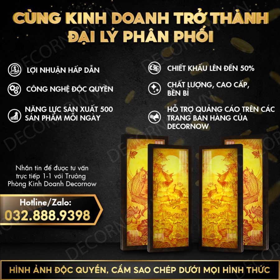 TUYỂN ĐẠI LÝ BỘ ĐÔI ĐÈN HÀO QUANG IN TRANH TRÚC CHỈ