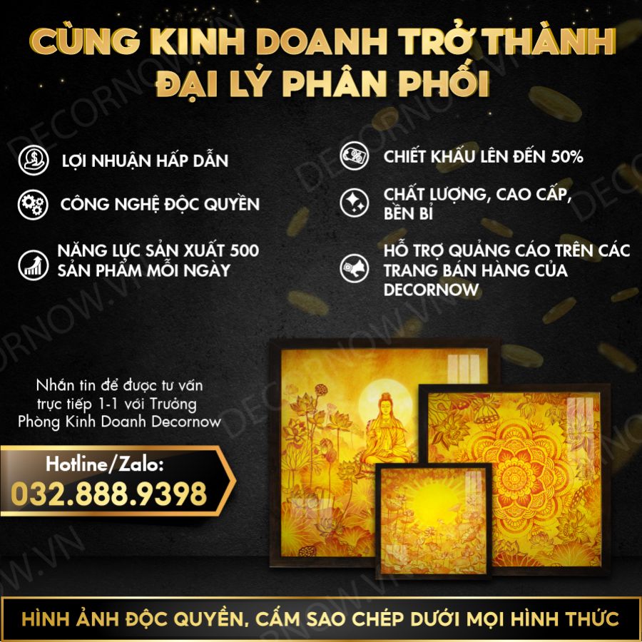 TUYỂN ĐẠI LÝ ĐÈN HÀO QUANG VUÔNG IN TRANH TRÚC CHỈ