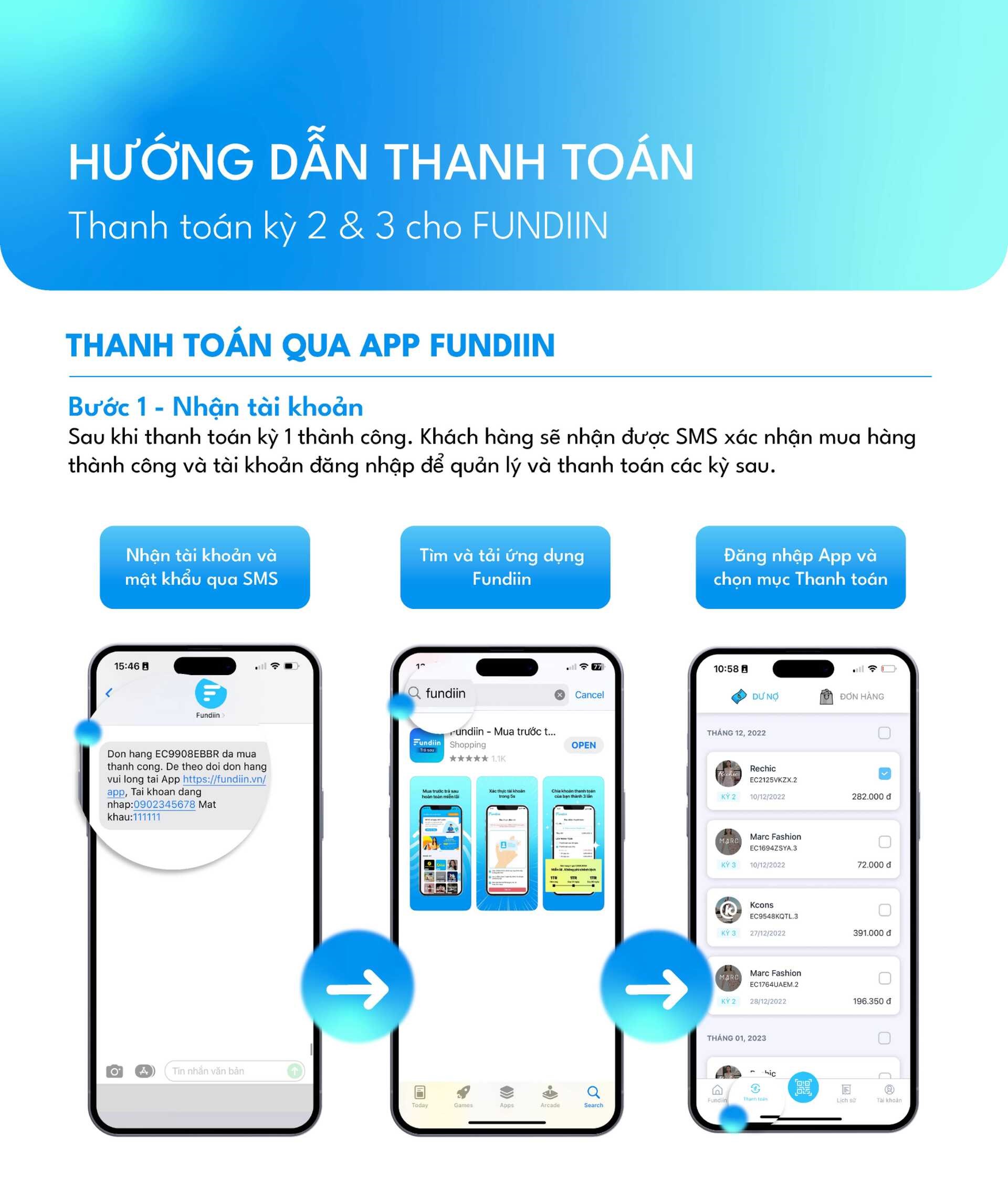 Hướng dẫn thanh toán kì hạn 2, 3