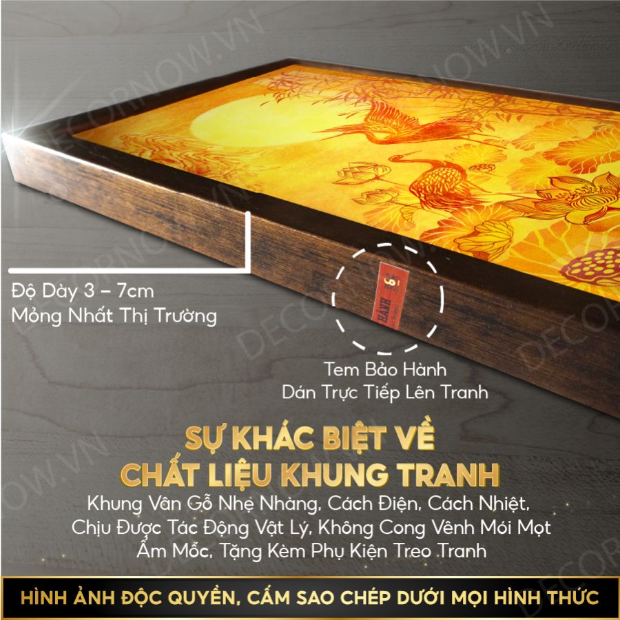 CHẤT LIỆU KHUNG BỘ ĐÔI ĐÈN HÀO QUANG IN TRANH TRÚC CHỈ