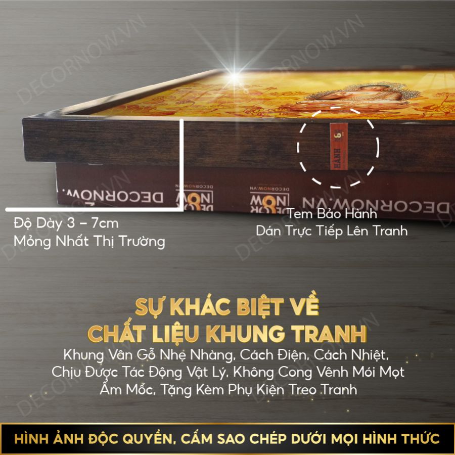 CHẤT LIỆU KHUNG ĐÈN HÀO QUANG NGANG IN TRANH TRÚC CHỈ