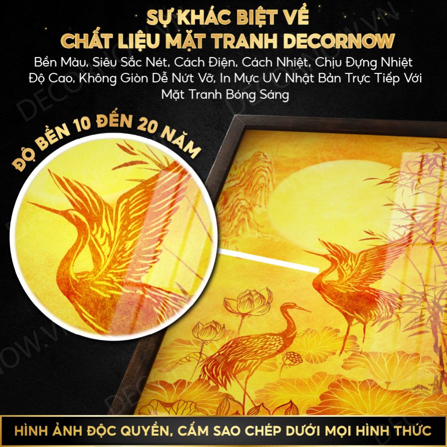 CHẤT LIỆU MẶT TRANH BỘ ĐÔI ĐÈN HÀO QUANG IN TRANH TRÚC CHỈ