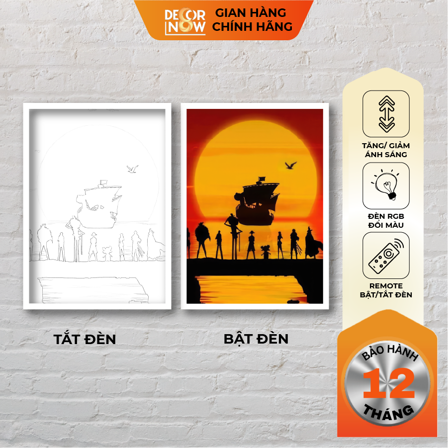 Tranh Bật Đèn, Tranh Quang Chiếu Lời Từ Biệt Cuối Cùng Going Merry Boat DECORNOW DCN-QC17