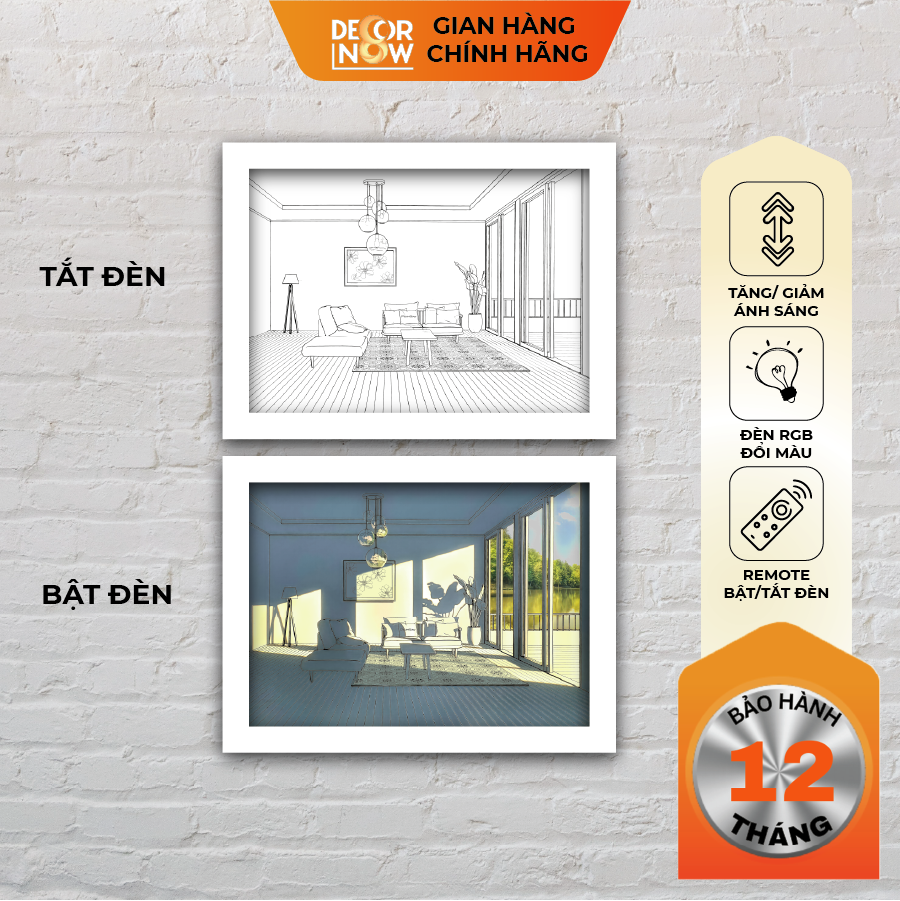 Đèn Ngủ Để Bàn Tranh Quang Chiếu, Buổi Sáng Phòng Khách Bên Hồ DECORNOW DCN-QC9