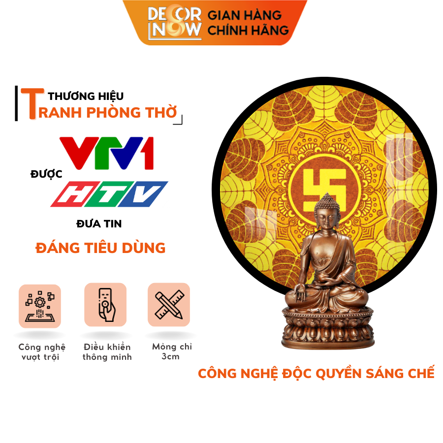 Tranh Trúc Chỉ In, Đèn Hào Quang Chữ Vạn DECORNOW DCN-TC9