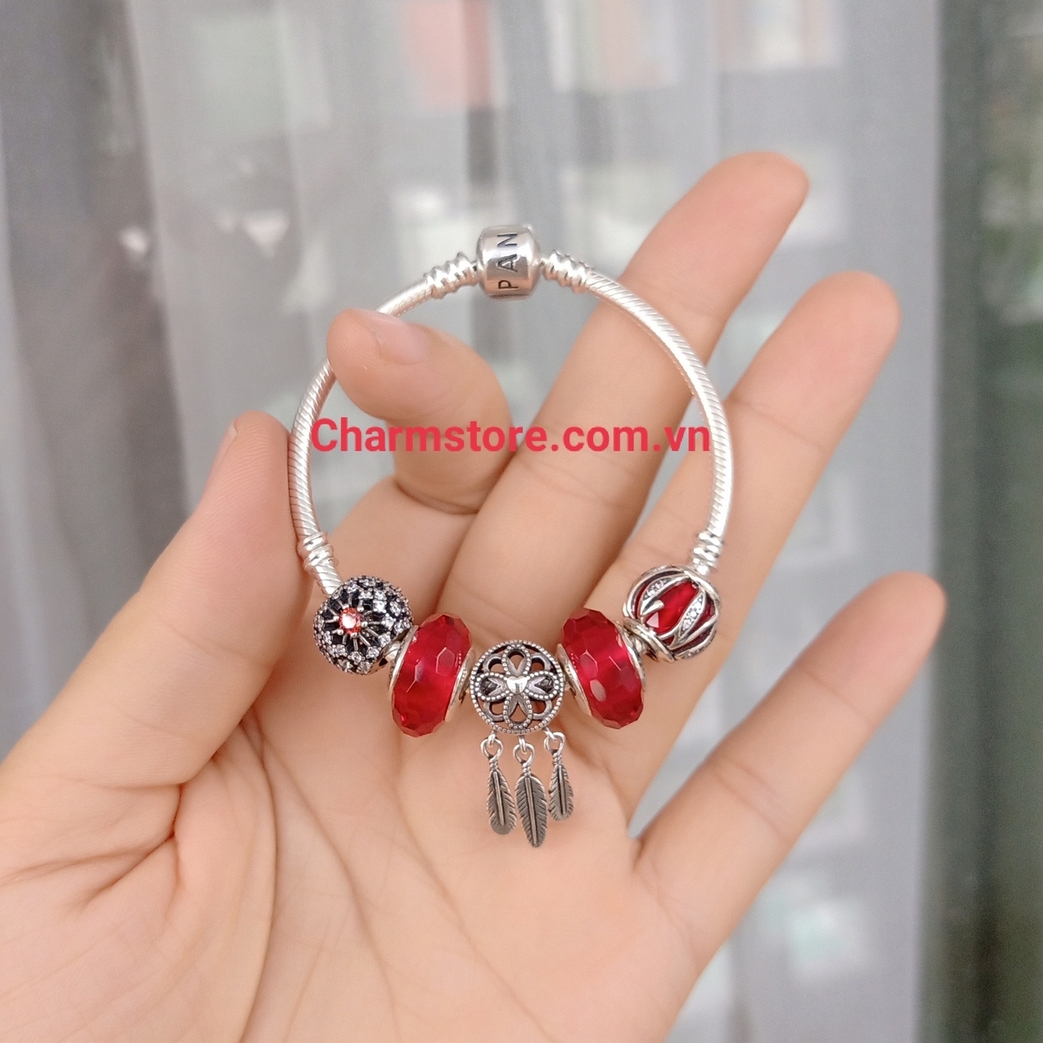 VÒNG TAY BẠC - MURANO ĐỎ ƯỚC MƠ