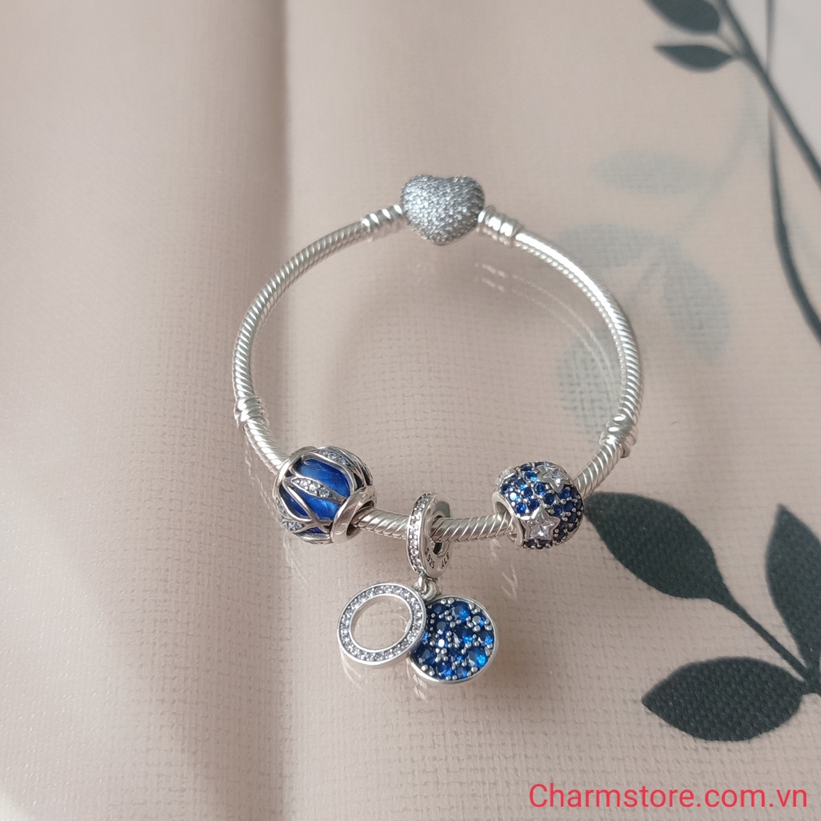 VÒNG CHARM ĐÔI TRÒN TÌNH YÊU XD MIX TRÒN SAO ĐÁ TRẮNG MAY MẮN