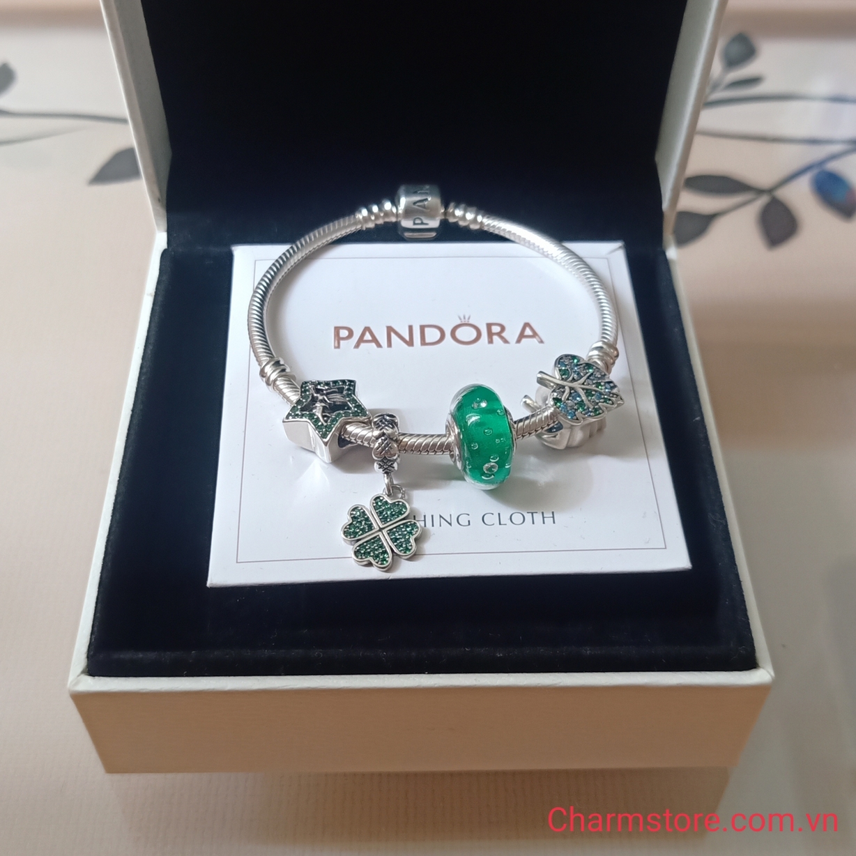 VÒNG CHARM MỆNH MỘC SAO MAY MẮN XANH LÁ
