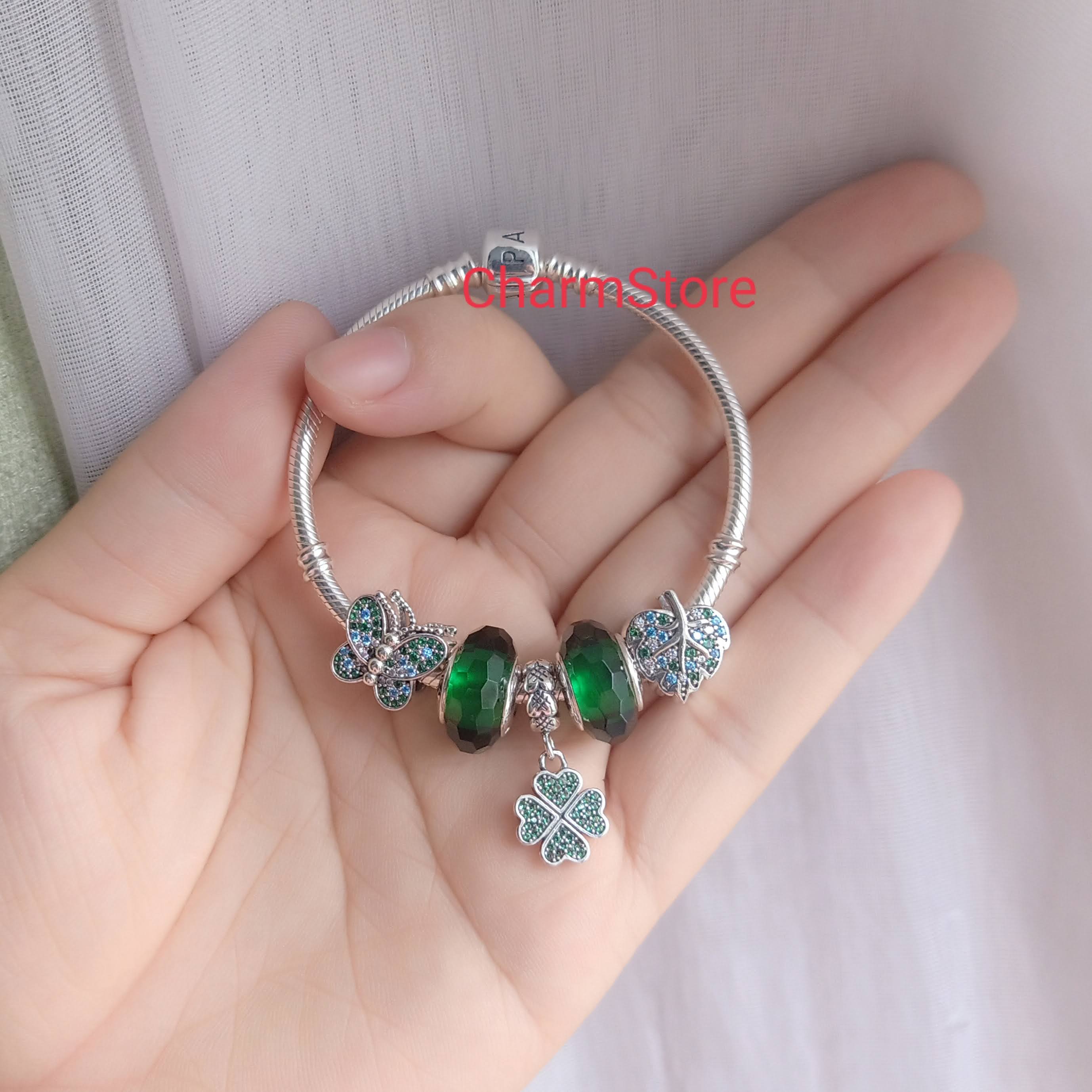 VÒNG CHARM CÁNH BƯỚM, CHIẾC LÁ, CỎ MAY MẮN XANH LÁ