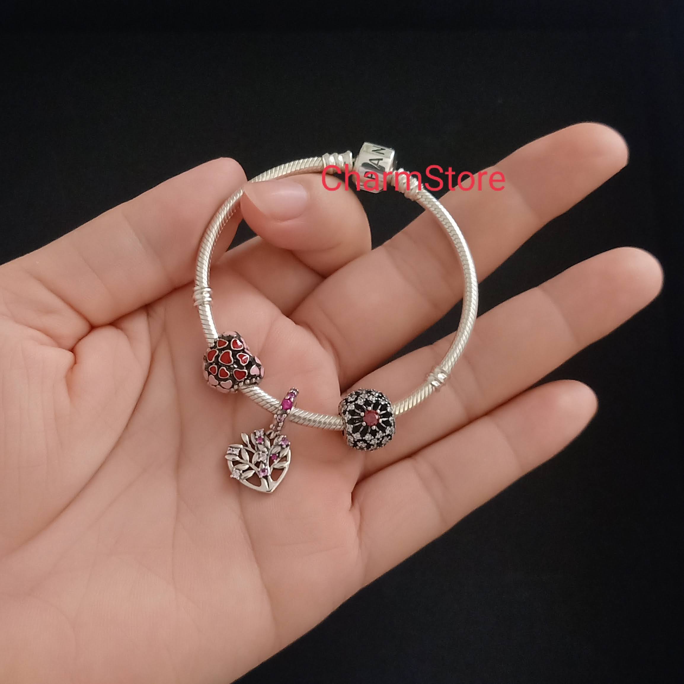 VÒNG CHARM TREO TIM BÔNG LÚA HỒNG SEN