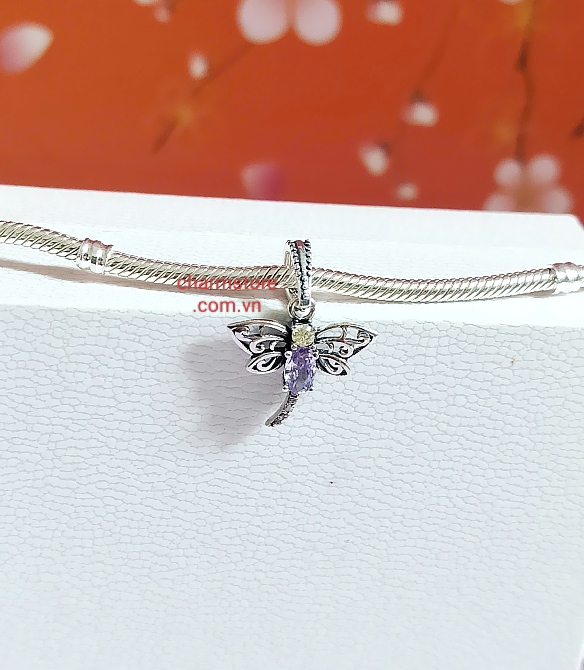 CHARM TREO CHUỒN CHUỒN ĐÁ TÍM , VÀNG