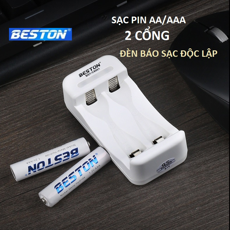 (New) Bộ 2 Pin AAA 1300mAh + Sạc đôi BST-C8001