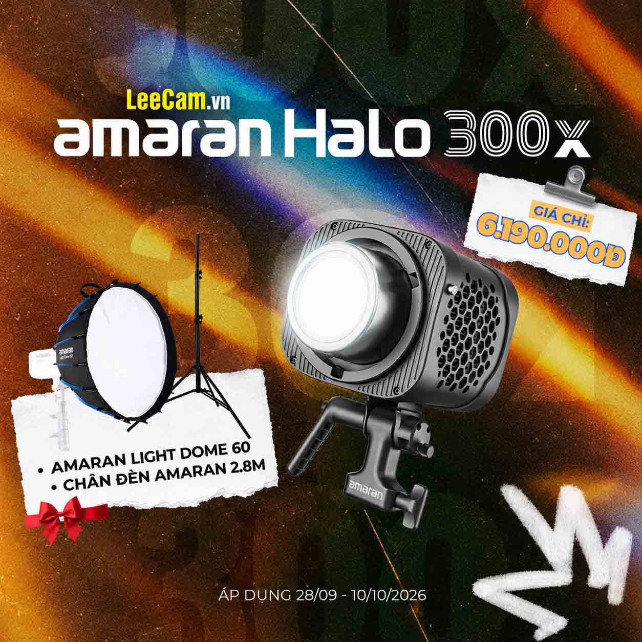 (Flash Sale) Combo Đèn Led Amaran Halo 300x Bi-Color+Softbox 60+Chân Đèn
