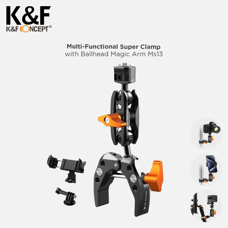 [New] Kẹp đa năng K&F concept Multi-Functional Super Clamp with Ballhead Magic Arm MS-13 KF31.083