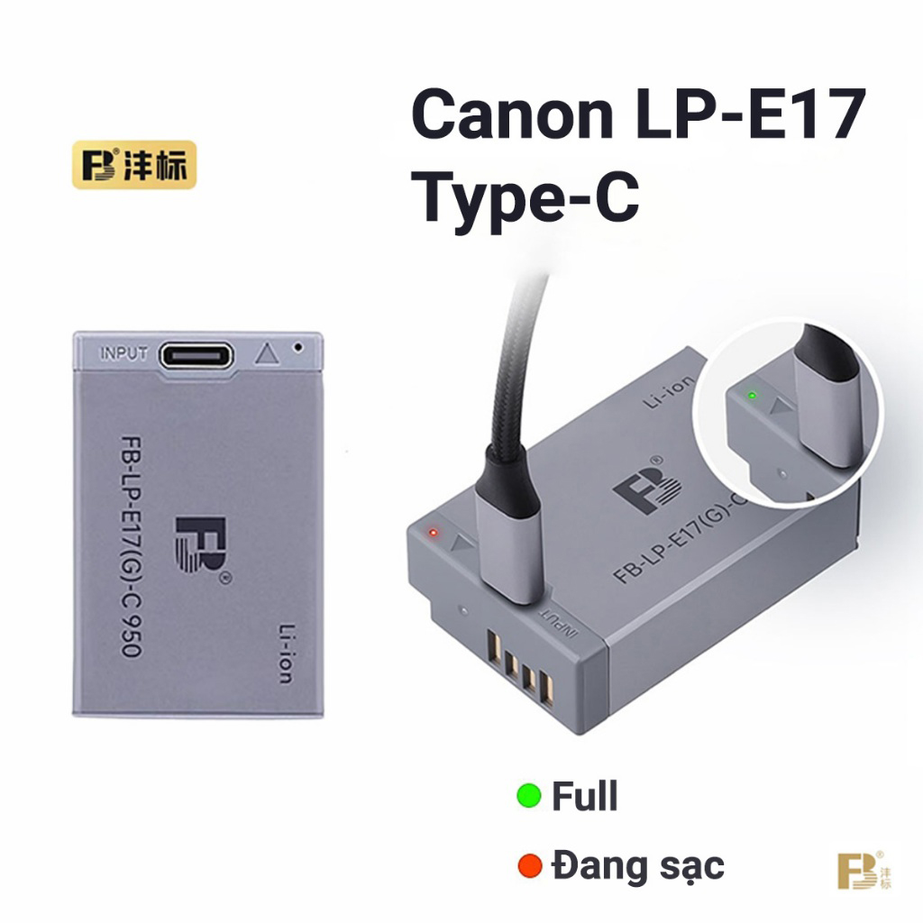 Canon LP-E17 Type-C 905mAh | Pin máy ảnh sạc trực tiếp FB