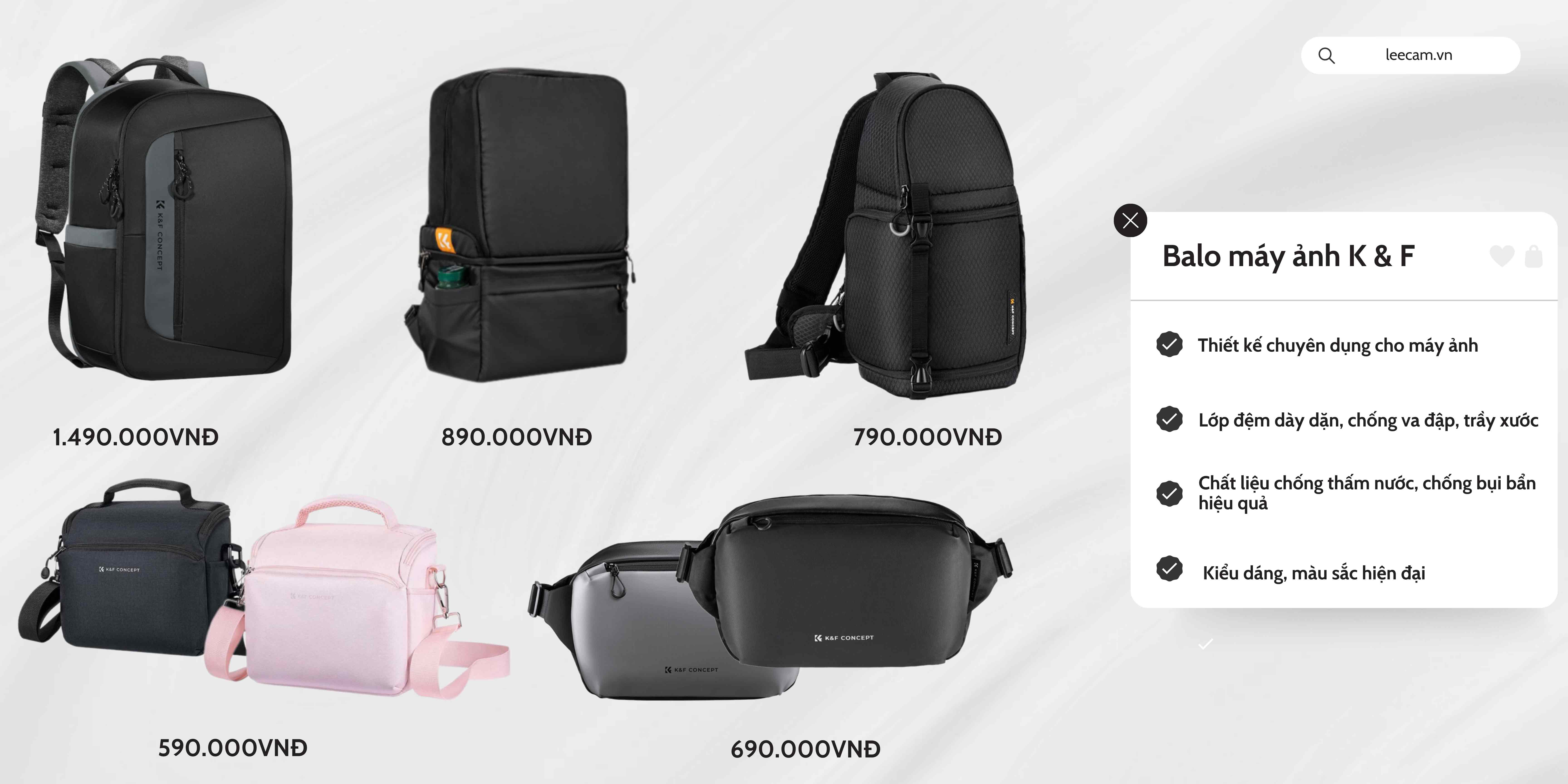 Balo máy ảnh K & F