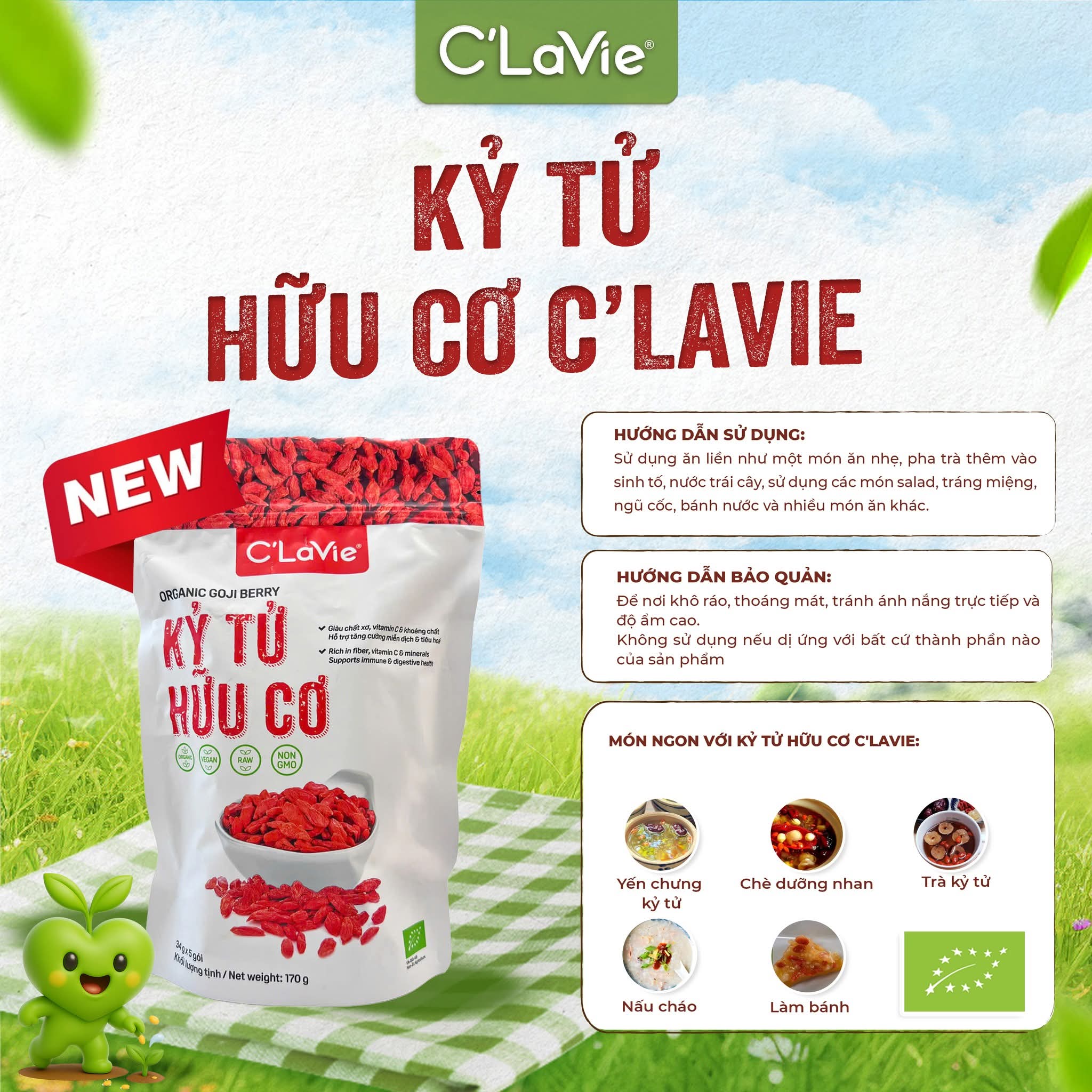 Kỷ Tử Hữu Cơ C'Lavie 100% Tự Nhiên