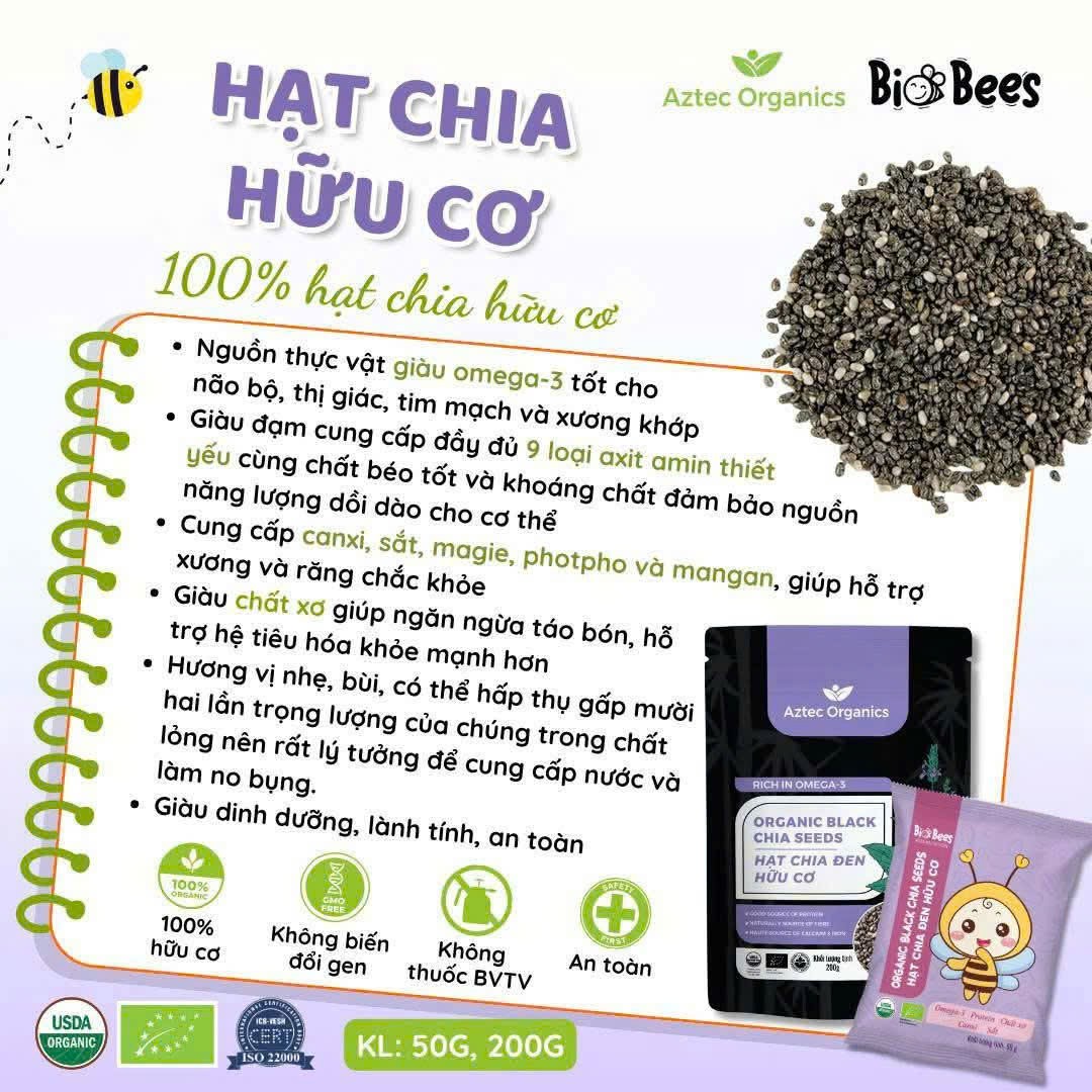 Hạt Chia Đen Hữu Cơ Aztec Organic Chuẩn USDA