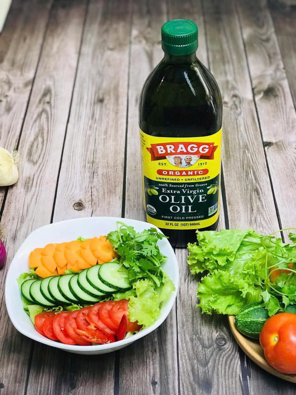 Dầu Extra Virgin Olive Bragg hữu cơ ép lạnh 473ml