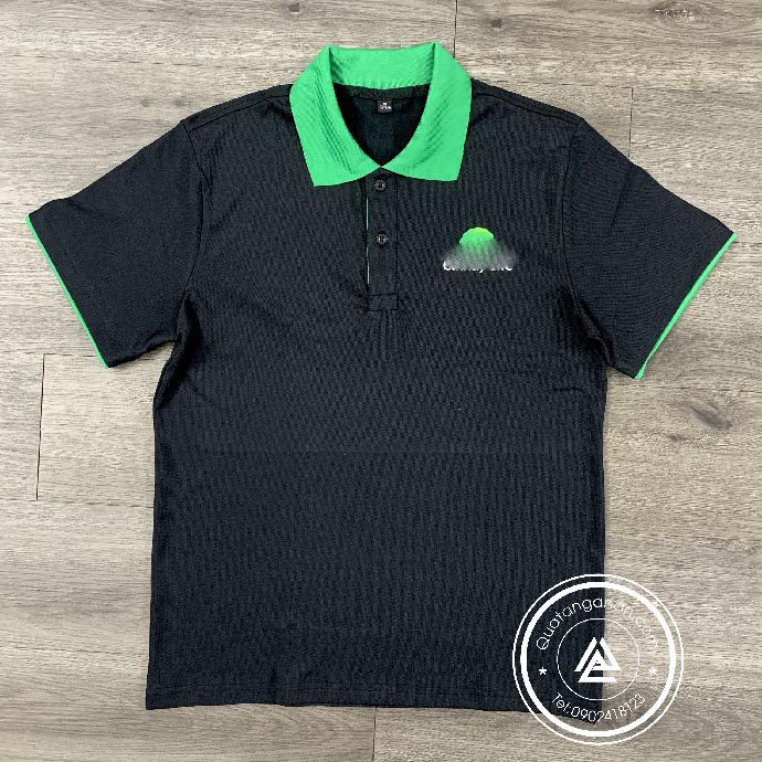 ÁO THUN ĐỒNG PHỤC  - ĐEN PHỐI VIỀN XANH