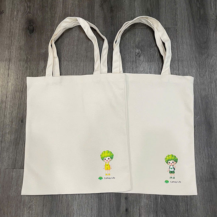CT 462 - TÚI CANVAS TRẮNG IN LOGO CATHAY (MẪU MỚI)
